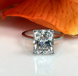 3Ct Radiant Cut Diamond Classic Solitaire Engagement Ring 18K White Gold Finish