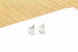 Button Design Stud Earrings 14k White Gold Finish