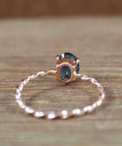 1ct Engagement Ring Oval London Blue Topaz Twisted Solitaire 14k Rose Gold Over