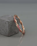 1Ct Round Cut Pink Ruby Twisted Rope Eternity Wedding Band 14K Rose Gold Finish