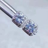 2.3ct Round Cut Diamond Halo Trendy Design Stud Earrings 14k White Gold Finish