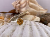 1.5ct Engagement Ring Round Cut Yellow Citrine Solitaire 14k White Gold Finish