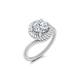 Rope Swirl Twist Solitaire Ring 1.25ct Round Cut Diamond 14k White Gold Finish