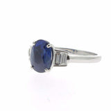 2.2ct Oval Cut Blue Sapphire Engagement Ring Five Stone 14k White Gold Finish