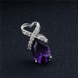 2Ct Pear Cut Purple Amethyst Diamond Alpha Pendant 14K White Gold Over NO CHAIN