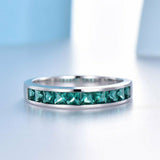 2ct Princess Cut Green Emerald Channel Set Half Eternity Band 14k WhiteGold Over