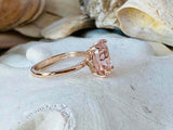 2.5ct Engagement Ring Cushion Cut Peach Morganite Solitaire 14k Rose Gold Finish