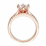 4Ct Round Cut VVS1/D Diamond Trio Bridal Set Solitaire Ring 14K Rose Gold Finish