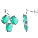 2.3ct Drop Earrings Oval Cut Green Emerald Berry Fruit 14k White Gold Finish