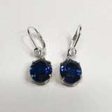 2ct Oval Cut Blue Sapphire Diamond Elegant Drop Earrings 14k White Gold Finish