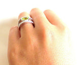 2.5ct Oval Cut Green Peridot Dual Shank Solitaire Accent Ring 14k WhiteGold Over