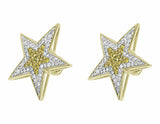 0.75ct Round Cut Yellow Sapphire Star Stud Earrings Women 14k Yellow Gold Finish