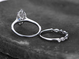 2ct Pear Cut Diamond Vintage Bridal Wedding Set Band Ring 14k White Gold Finish