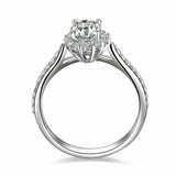 2ct Oval Cut Diamond Halo Engagement Ring 14k WhiteGold Finish with Round Accent