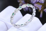 1ct Round Green Emerald Wedding Band Stackable Full Eternity 14k White Gold Over