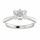 1ct Emerald Cut VVS1 D Diamond Solitaire Engagement Ring 14k White Gold Finish