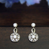 Art Deco Dangle Earrings 0.47ct Round Brilliant Cut Diamond 14k WhiteGold Finish