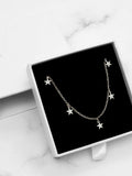 Multi Star Pendant with Chain 14k White Gold Finish