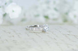 1.55ct Round Cut Diamond Engagement Ring Milgrain Vintage 14k White Gold Finish