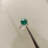 2ct Round Cut Green Emerald Diamond Round Accent Ring 14k White Gold Finish