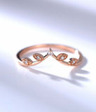 0.7ct Round Cut Diamond Wedding Band Leaf Petals Minimalist 14k Rose Gold Finish