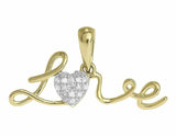 0.2ct Round Cut VVS1D Diamond Love Heart Charm Pendant 14k Yellow Gold Finish