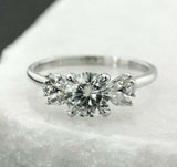 Solitaire Cluster Engagement Ring 2ct Round Cut Diamond 14k White Gold Finish