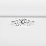 Solitaire Trilogy Engagement Ring 0.7ct Round Cut Diamond 14k White Gold Finish