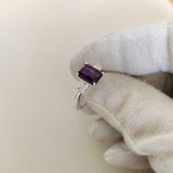 2ct Engagement Ring Emerald Cut Amethyst Diamond Accent 14k White Gold Finish