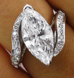 5Ct Marquise Diamond Swirl Bypass Solitaire Engagement Ring 14K White Gold Over