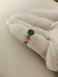 1.2ct Engagement Ring Round Cut Green Emerald Infinity Wave 14k Rose Gold Finish