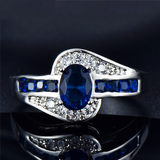 4ct Oval Cut Blue Sapphire Engagement Ring 14k White Gold Over Classic Solitaire