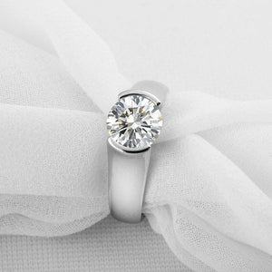 1ct Round Cut Diamond Engagement Ring Tension Set Solitaire 14k WhiteGold Finish