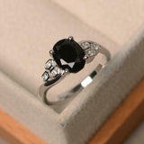 2.5ct Oval Cut Black Diamond Solitaire Honeycomb Accent Ring 14k White Gold Over