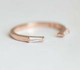 0.4ct Baguette Cut Diamond Wedding Band 14k Rose Gold Finish Open Minimalist