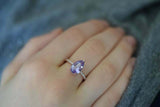 1.6ct Pear Cut Purple Amethyst Diamond Round Accent Ring 14k Rose Gold Finish