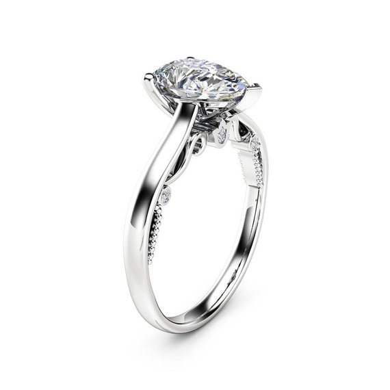 1ct Pear Cut VVS1D Diamond Engagement Ring 14k White Gold Over Classic Solitaire