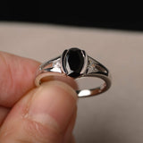 Trilogy Wedding Engagement Ring 1ct Oval Cut Black Diamond 14k White Gold Finish