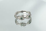 1ct Round Cut Green Emerald Wedding Band Twisted Eternity 14k White Gold Finish