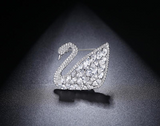 4Ct Marquise Round Cut VVS1 Diamond Swan Cocktail Pin Brooch 14K White Gold Over