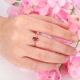 1.2ct Oval Cut Pink Ruby Solitaire with Round Accent Ring 14k Rose Gold Finish