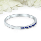 1ct Round Cut Blue Sapphire Wedding Band Ring Half Eternity 18k WhiteGold Finish