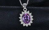 2.3ct Purple Amethyst Pendant Oval Cut Floral 14k White Gold Finish NO CHAIN