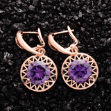 1.5Ct Round Cut Purple Amethyst Circular Party Drop Earrings 14K Rose Gold Over