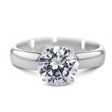 2Ct Round Cut Diamond Classic Wide Band Solitaire Ring 14K White Gold Finish