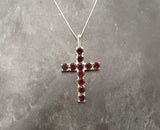 1.55ct Red Garnet Pendant Round Cut Holy Cross 14k White Gold Finish NO CHAIN