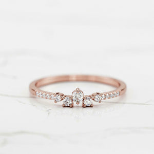 Five Stone Solitaire Engagement Ring 0.4ct Round Cut Diamond 14k RoseGold Finish