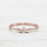 Five Stone Solitaire Engagement Ring 0.4ct Round Cut Diamond 14k RoseGold Finish