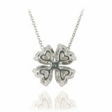 2ct Heart Cut Diamond Pendant with Chain Four Leaf Clover 14k White Gold Finish