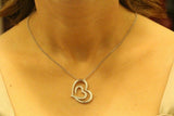 1ct Round Cut Diamond Double Heart Love Pendant 14k White Gold Finish NO CHAIN